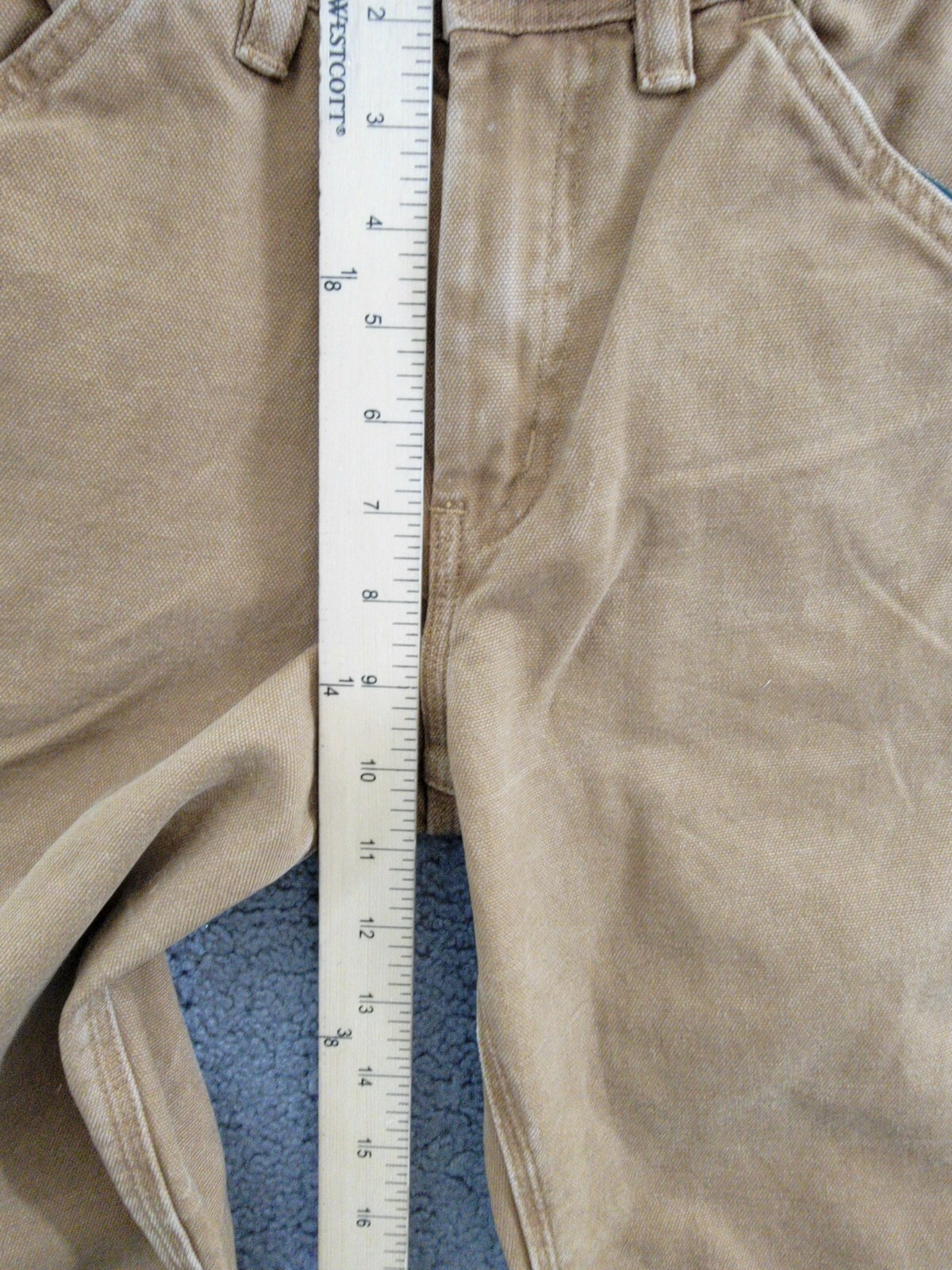 Ralph Lauren Canvas Carpenter Pants Big Boys' 12 Beige Solid Zip Snap Closure - Picture 8 of 19
