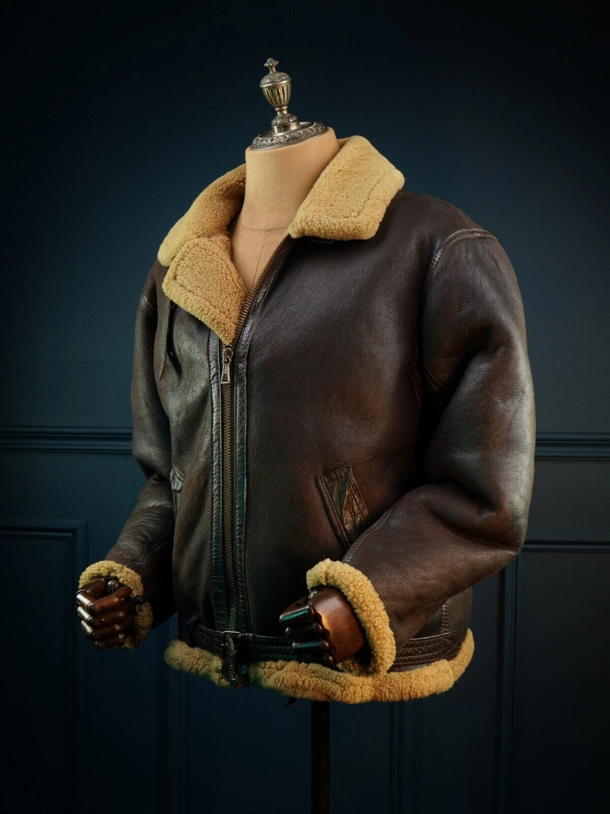 AVIATION LEATHERCRAFT RAF アーヴィンジャケット Men's B3 Irvin Sheepskin Flying Jacket RAF Aviation Flight Leather