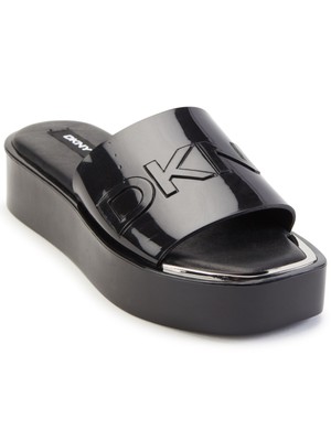 

Женские шлепанцы без шнуровки DKNY на платформе с квадратным носком Laren, черный цвет с логотипом, размер 9 м, K2149553