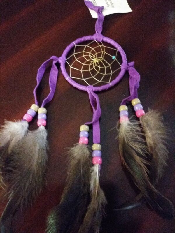Authentic Native American Navajo Buckskin Dream Catcher 3 " Mae Stone Violet