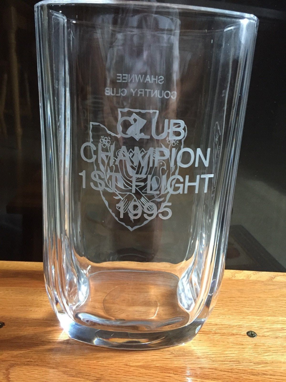 FINE VINTAGE HEAVY DUTY CRYSTAL GLASS GOLF TROPHY 