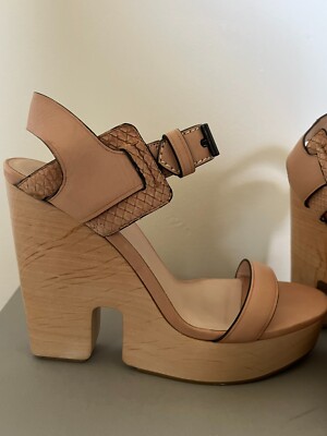 Reed Krakoff Nude/Rose High Heeled Bridle/Velvet Python Sandals 8.5 Box