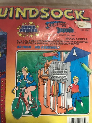 1985 MIP Superman vs Darkseid WINDSOCK Super Powers DC comic Hi-Flier SEALED