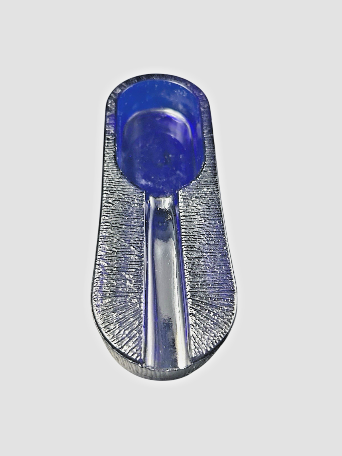 Vintage Cigar Ashtray Thick Pressed Glass Mid Century Modern Heavy Cobalt Blue