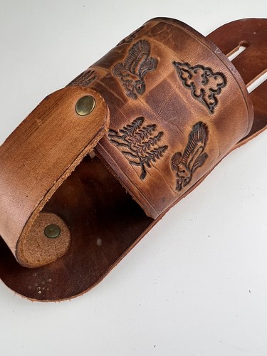 Leather  Water Bottle Holder Embossed with Eagles Belt Loop