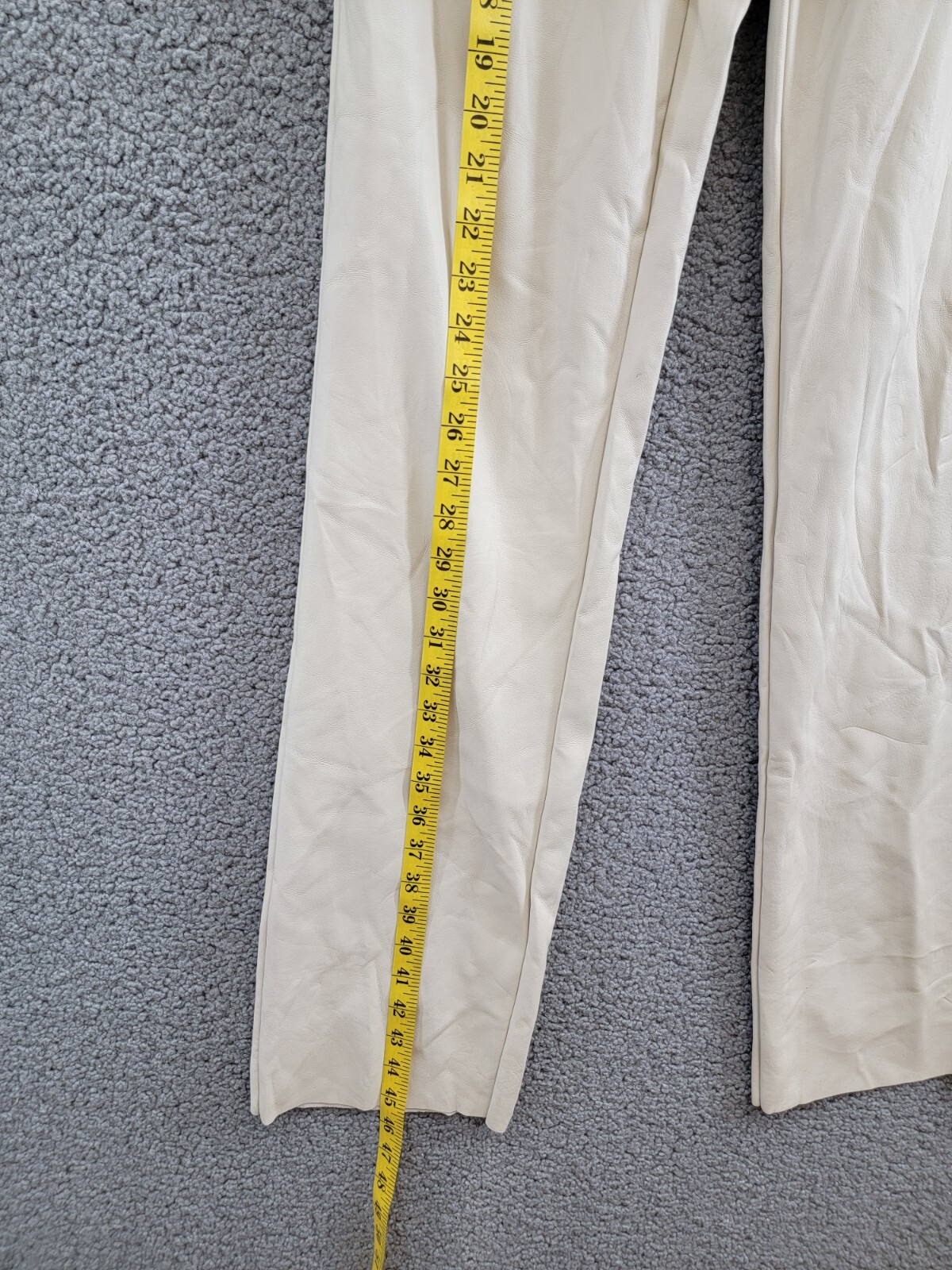 Steve Madden Loren High-Rise Faux-Leather Pants Women's 28 Bone Button Zipped - Picture 9 of 18