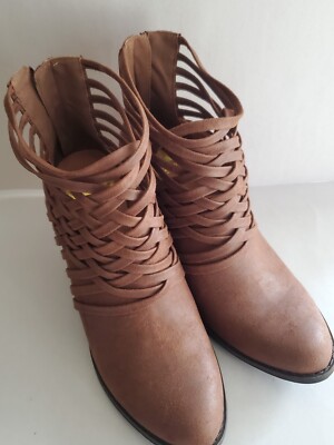 Fergalicious Women's Zip Weever Boot, Cognac,  3.5'' Heel - Size 11 US