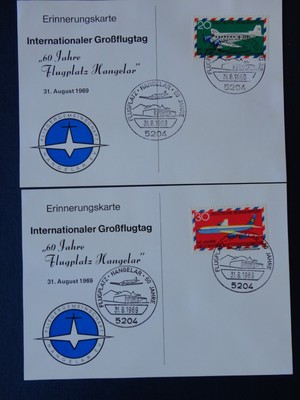 Flugplatz Hangelar Bonn 60th year two commemorative cards