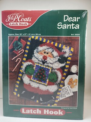 J&P Coats Dear Santa Latch Hook Rug Kit Art. 25524 20'' x 27'' New Sealed