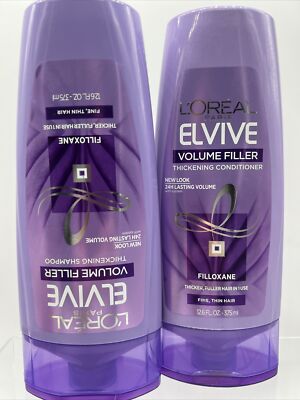 (2) LOreal Elvive Thickening volume filler￼ Shampoo Conditioner Fine Hair 12.6oz