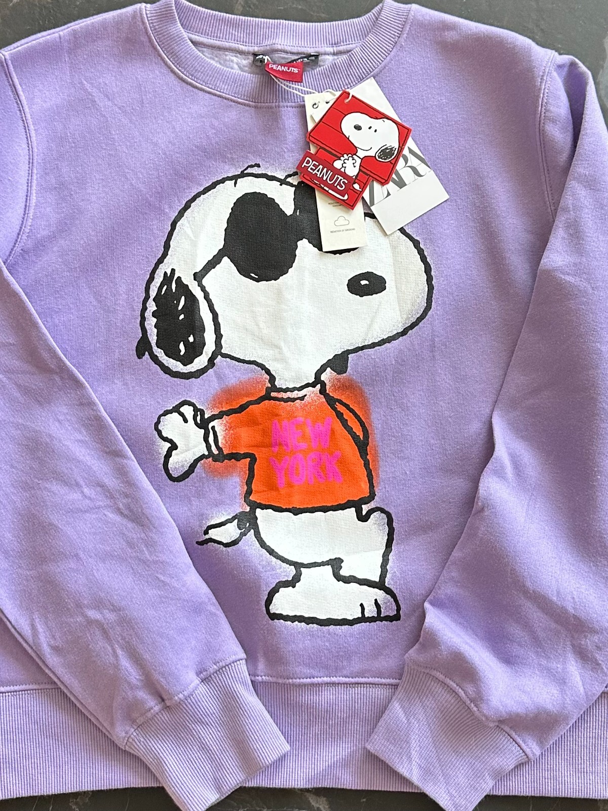 ZARA Peanuts Snoopy Lilac Sweatshirt Jumper Sweater Size S Bloggers Fave |  eBay