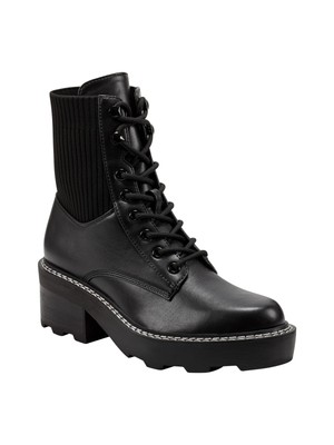 Женские армейские ботинки MARC FISHER с круглым носком и блочным каблуком на ламитовой подошве черного цвета 11 М