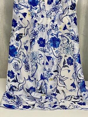 100% Mulberry Silk Chiffon Scarf Blue White Tulips Ladybug Bees Flowers 65x200cm
