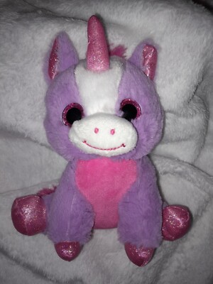 MGS Group Unicorn Pink Purple Glitter Sparkle Eyes 2017 Purple Plush Toy 8''
