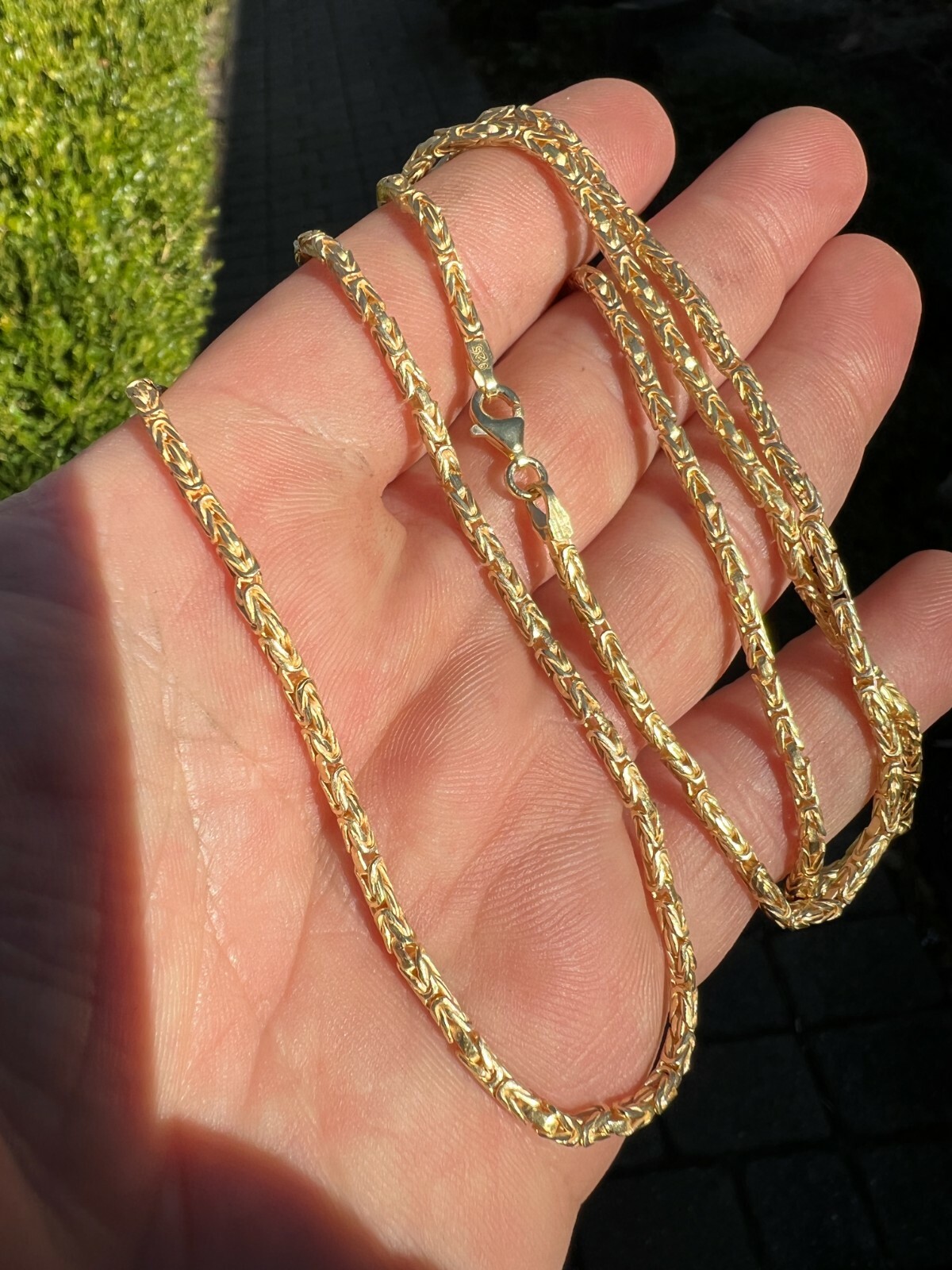 Real 14k Gold Plated Over 925 Silver Byzantine Rope Chain Necklace 2mm 16-30"