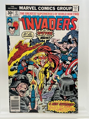 Invaders 12 ~Est 7.5-8.0 ~Newsstand ~(1/77) ~1st App. Spitfire ~OW/W pgs