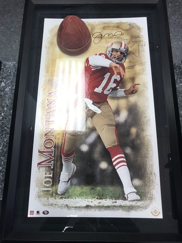 Joe Montana Breaking Through Piece Signed Picture With Coa