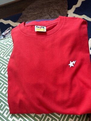 Men's BAPE Flash Small Logo Short Sleeve Red 0ZXTEM10052XC. Mens Large