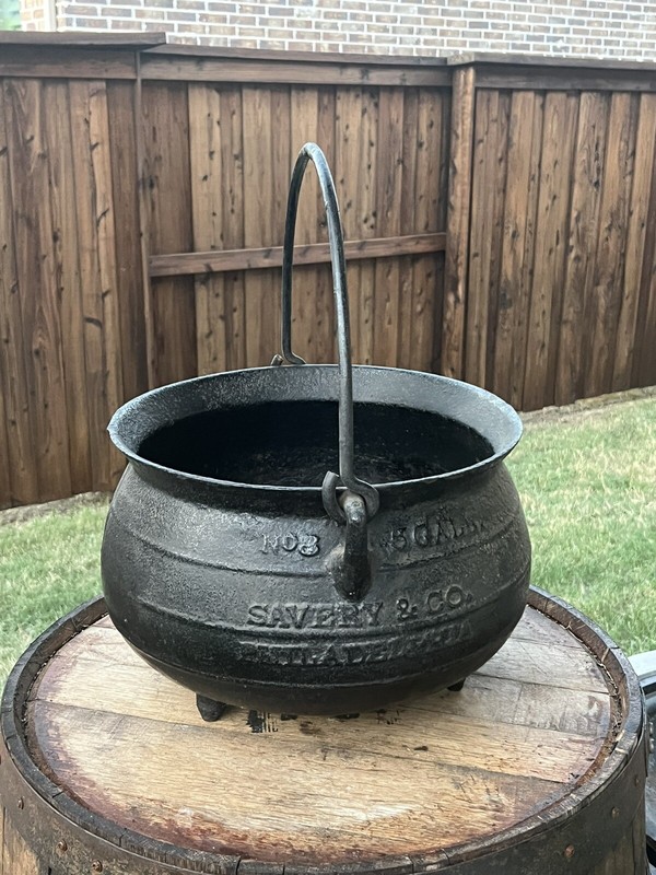 Antique Savery & Co., Philadelphia 5 Gallon Cast Iron Pot/Cauldron,
