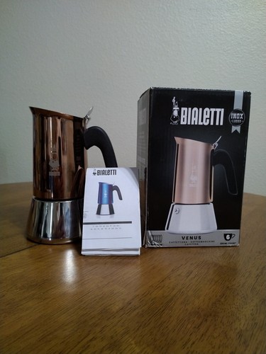 Bialetti New Venus Stainless Steel Stovetop Espresso Coffee Maker, 6-Cups,Copper
