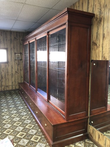Early 1900's Antique Clothing Store Display Cabinet, Glass Doors.