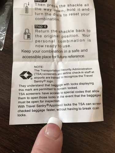 Travel Sentry Resettable Padlock For Suitcases TSA Approved