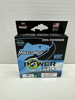 Power Pro MaxCuatro Spectra HT Braided Fishing Fish Line 50Lb 150Yd Moss Green