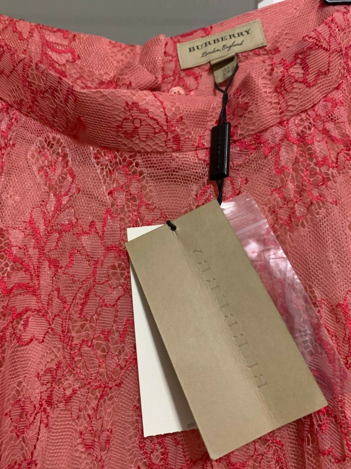 Pre-owned Burberry Pleated Lace Pink Skirt