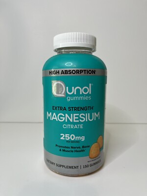 Qunol extra strength magnesium citrate gummies 250mg per serving 150 Gummies