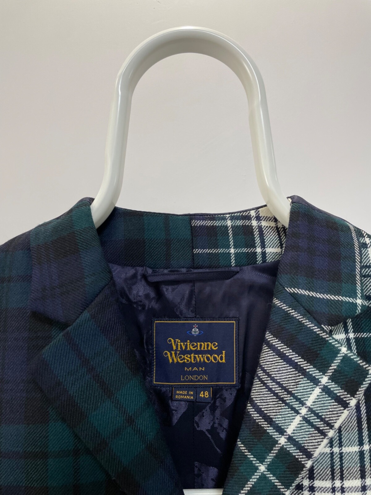 Pre-owned Vivienne Westwood Man Waistcoat Check Vest Coat Gilet Green Tartan Wool Men's 48 In Multicolor