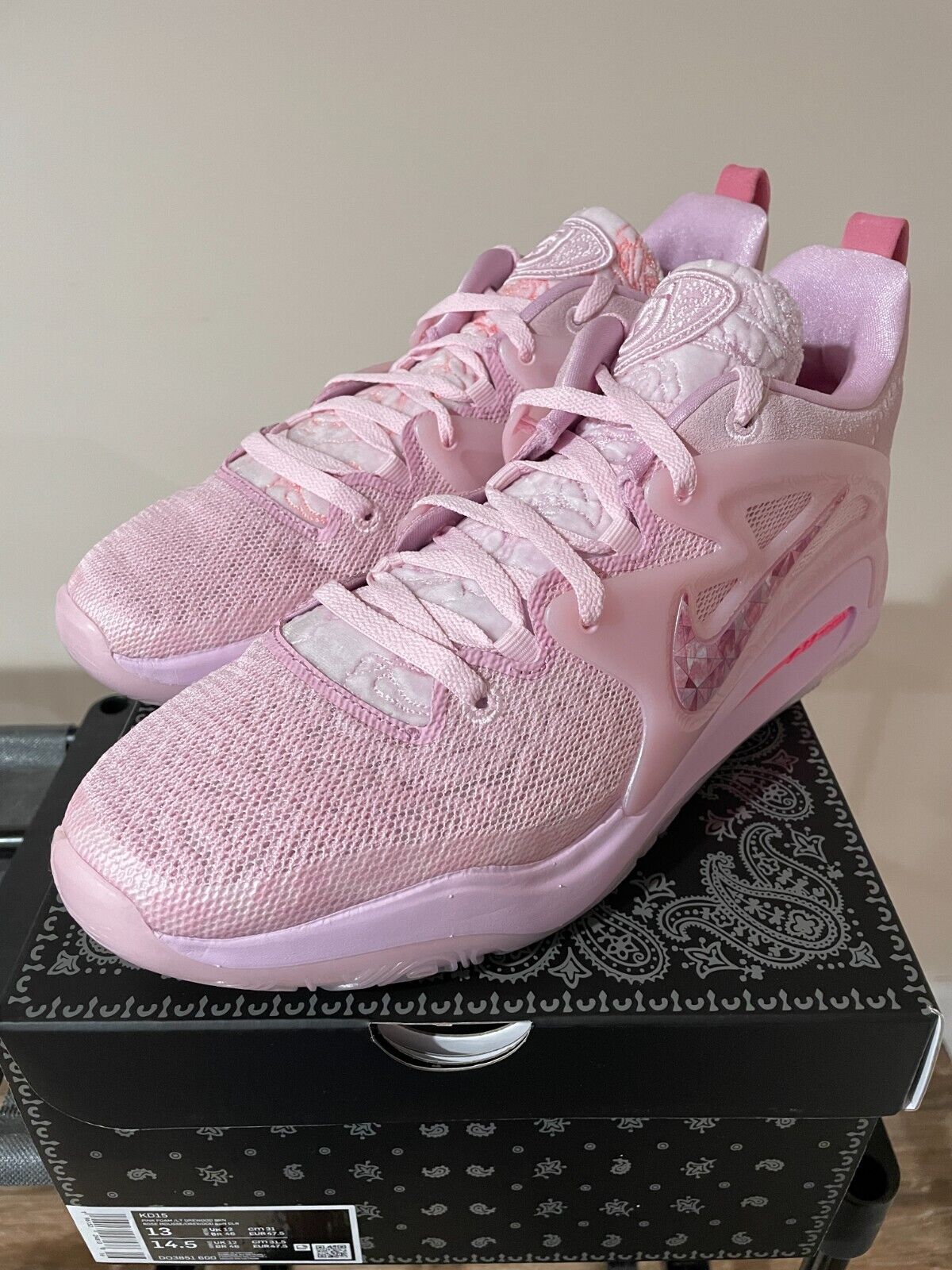 Nike KD 15 Aunt Pearl Pink Size 13 NEW DQ3851-600 Pink Kevin Nike KD 15 Aunt Pearl Pink Size 13 NEW DQ3851-600 Pink Kevin