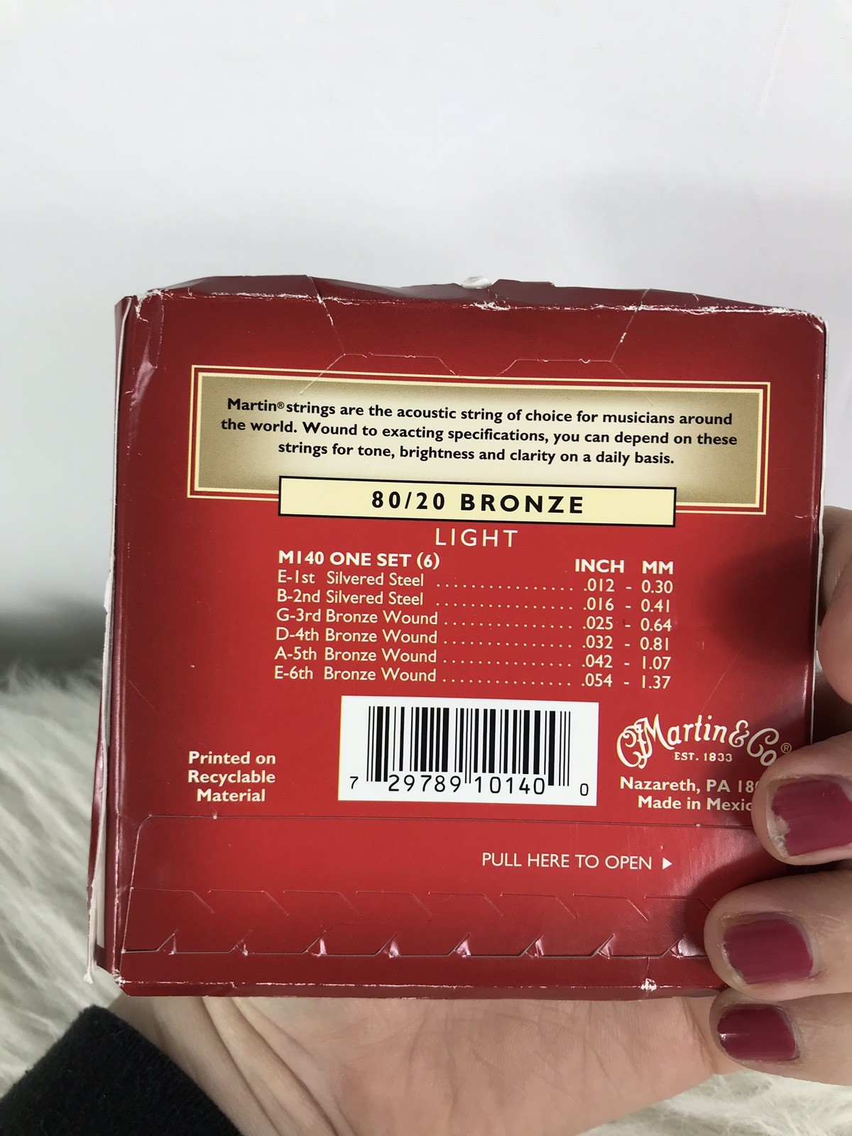 Martin Light Acoustic Guitar String 80/20 Bronze New