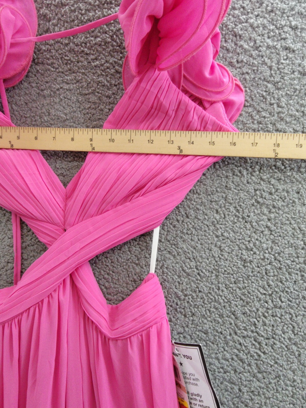 B. Darlin Ruffled Lace-Up-Back Gown Juniors 15/16 Bubblegum Sleeveless Back Zip - Picture 5 of 16