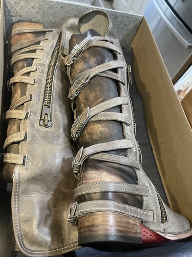 Pre-owned Freebird By Steven Waterford Boot Sz 6 Msrp$395 Stone Retired In Gray