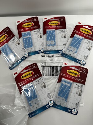 6 Pk 3M Command BATH22-ES Water Resistant Hanging Refill Strips 2 Medium 4 Large