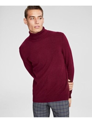 

CLUBROOM Мужской бордовый кашемировый пуловер с высоким вырезом под горло, Burgundy