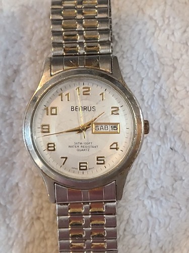 Benrus Watch Vintage Men's Silver and Gold Band and Dial