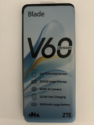 ZTE Blade V60 Design 256GB + 6GB Factory Unlocked Android Cell phone DB