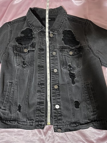 Forever 21 Black Ripped Denim Jacket