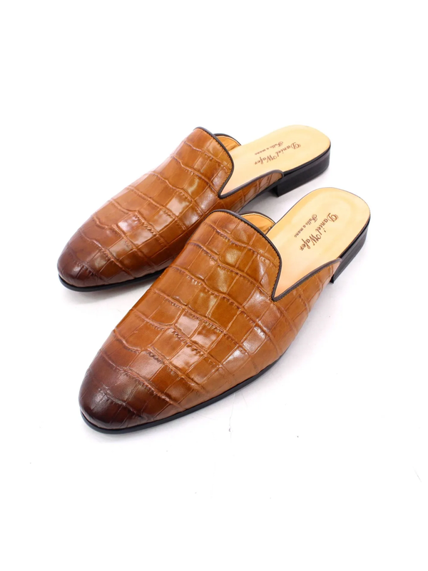 Men'S Shoes Genuine Leather Toe Caps Slippers Mules Men'S Half Loafers Clogs