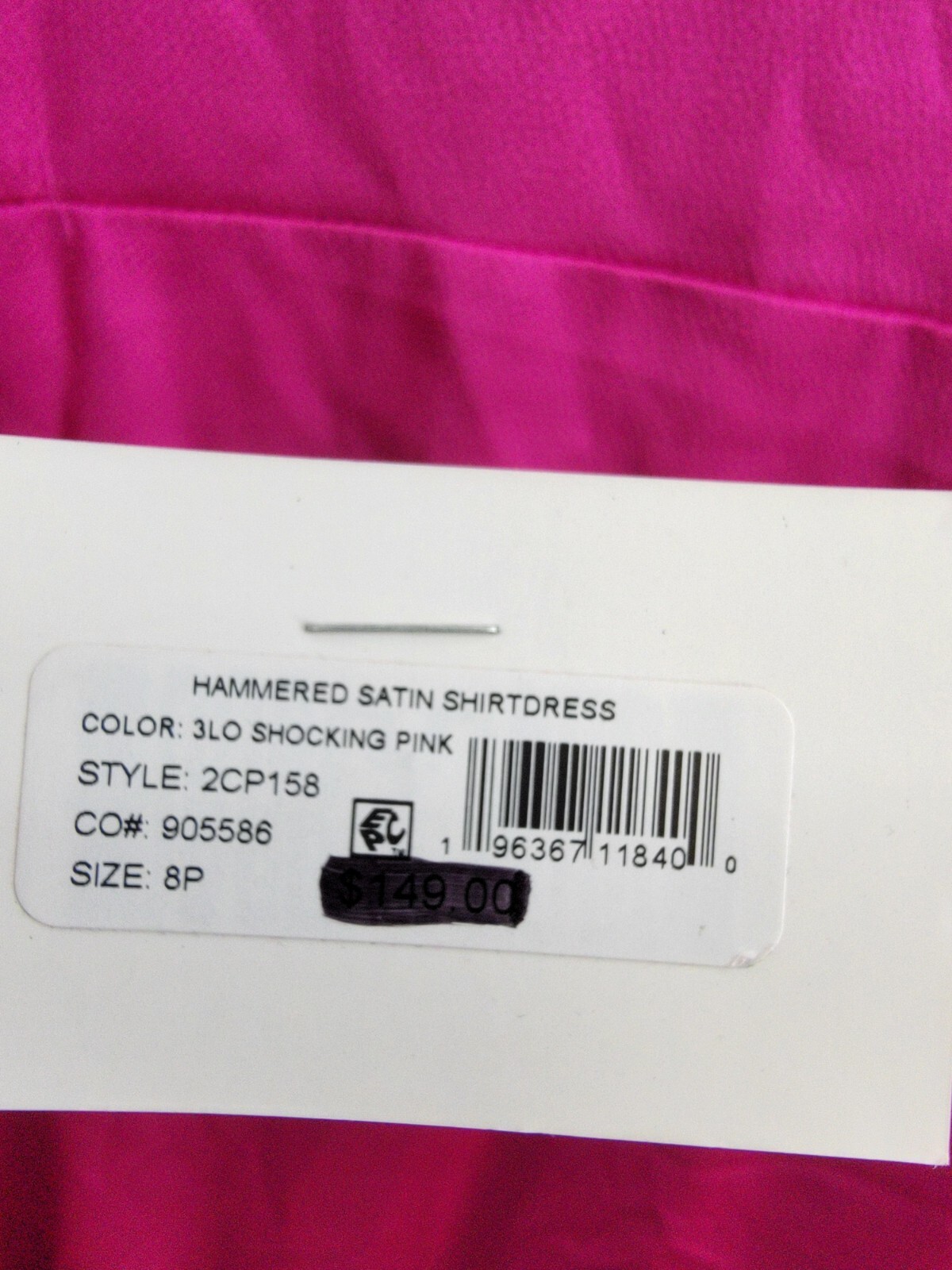 Tahari ASL Petite Collared V-Neck Side-Tie Midi Dress Women's 8P Shocking Pink~ - Picture 18 of 18