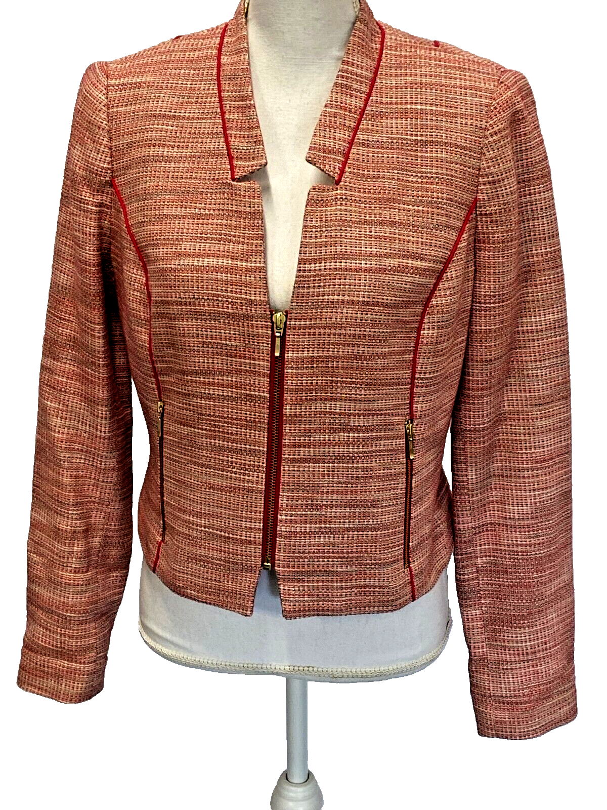 The LImited Vintage Tweed Jacket Size Medium Red Zippers