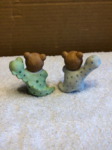 Homco Boy And Girl Bears In Dragon Pajamas Figurines