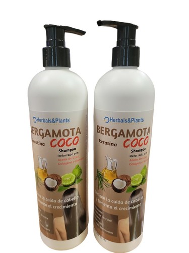 2x Shampoo BERGAMOTA reforzado aceite coco colageno romero keratina 16oz