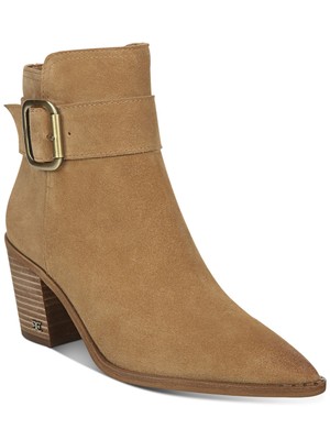 

SAM EDELMAN Женские коричневые кожаные ботильоны Leonia с острым носком и наборным каблуком, размер 6,5 м, Коричневый, G7016L1