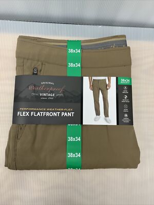 Weatherproof Vintage Flex Flatfront Pant Khaki Choose Size