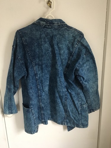 acid wash long jean jacket smock