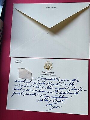 Scott Tipton Signed Personal Note Card to Member House of Representatives /ST2/