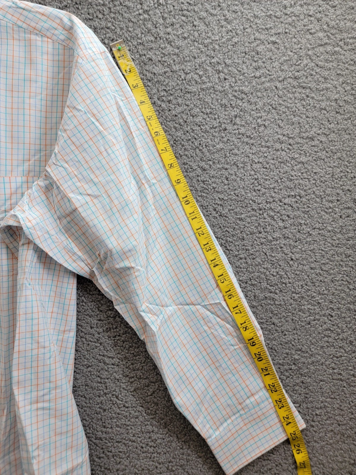 Club Room Regular Fit Performance Dress Shirt Men's 18 34-35 Orange/Aqua L/S - Picture 9 of 19