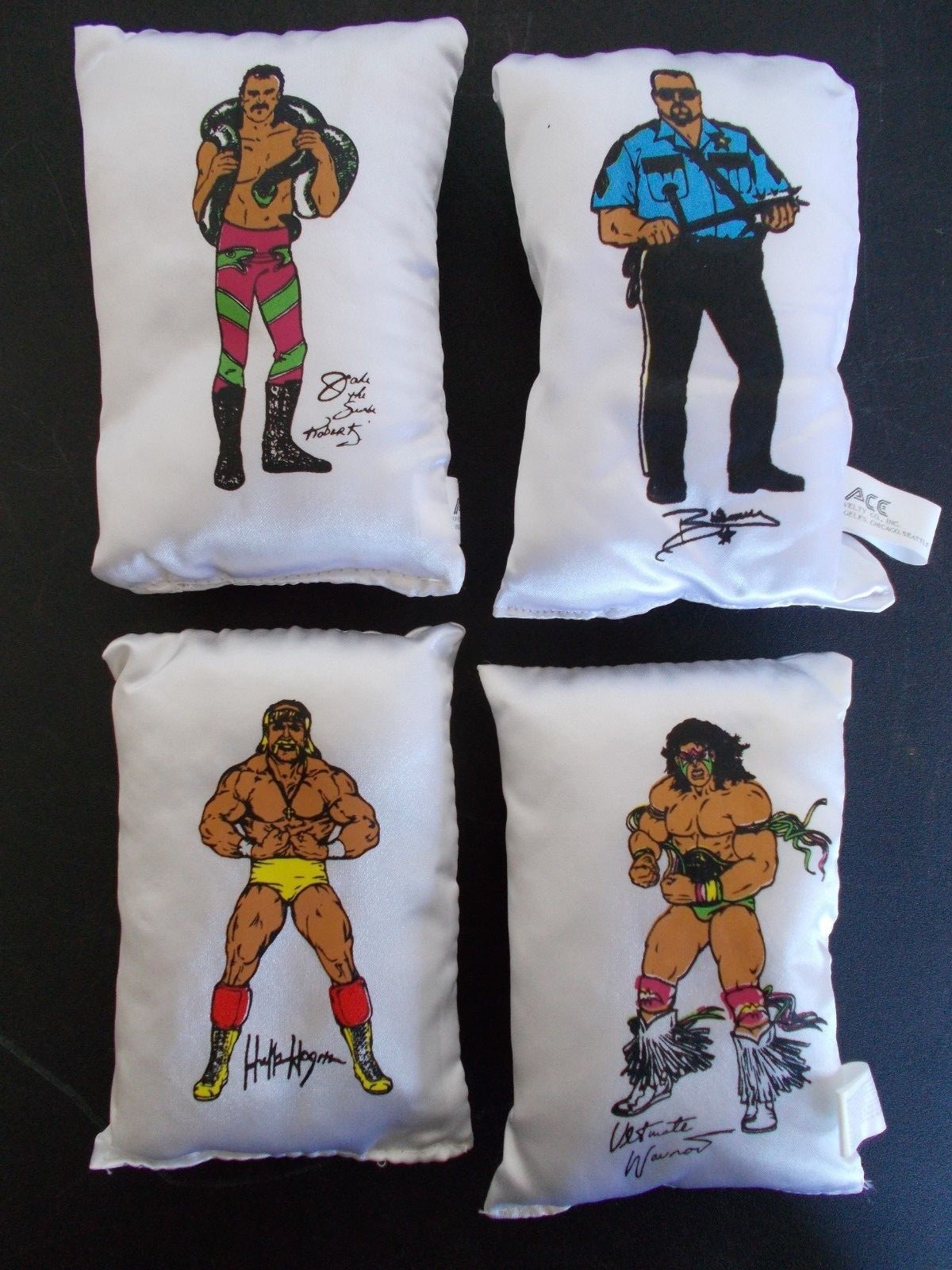 vintage WWF wrestling mini pillow set lot Hogan Jake Warrior Bossman WWE Catalog